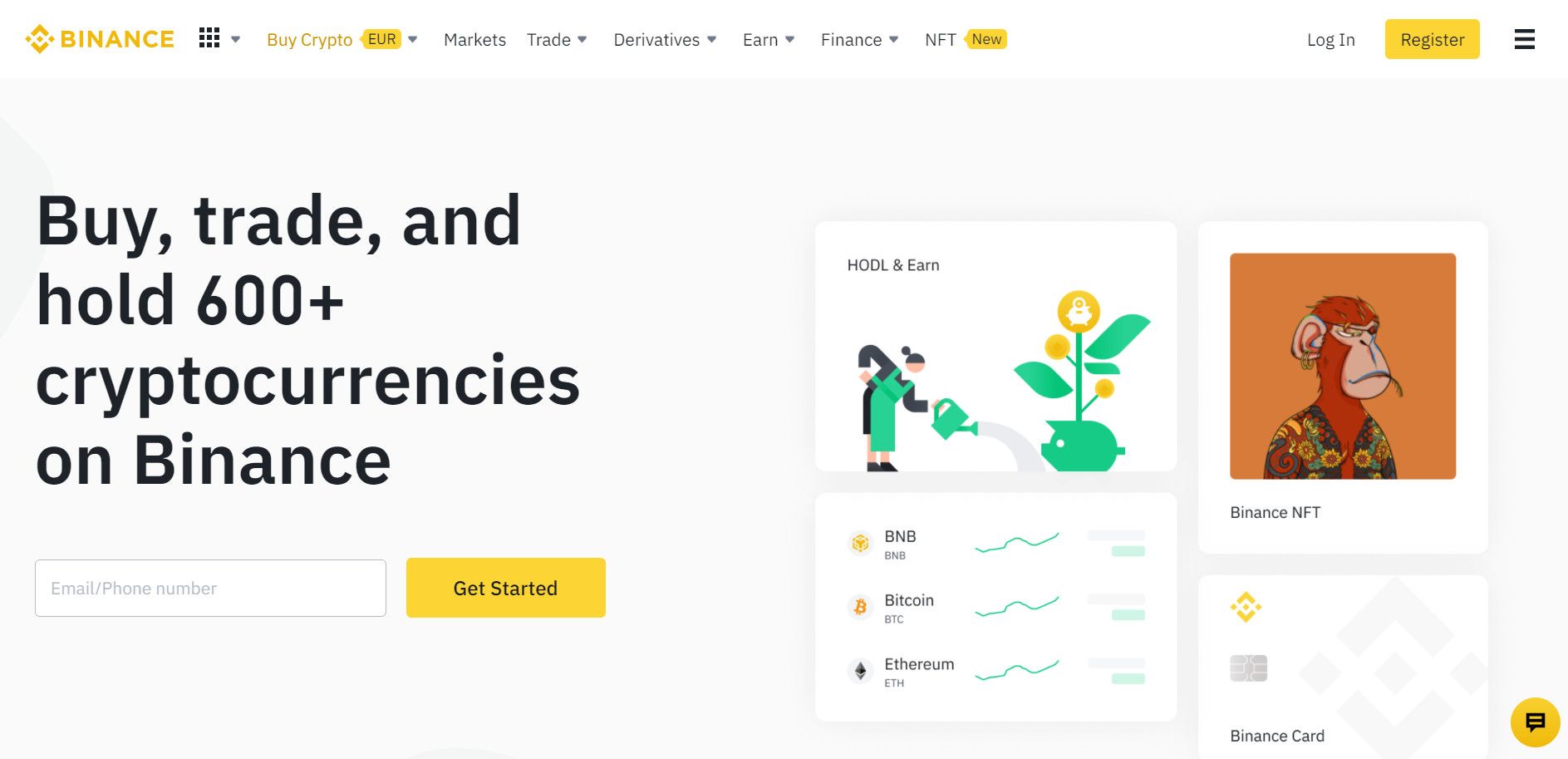 Binance landing page