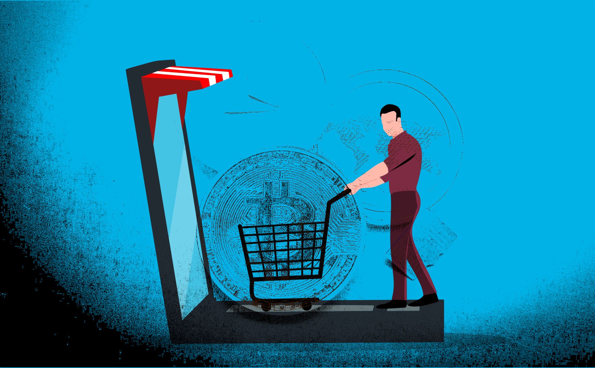 A man hodling a shopping cart