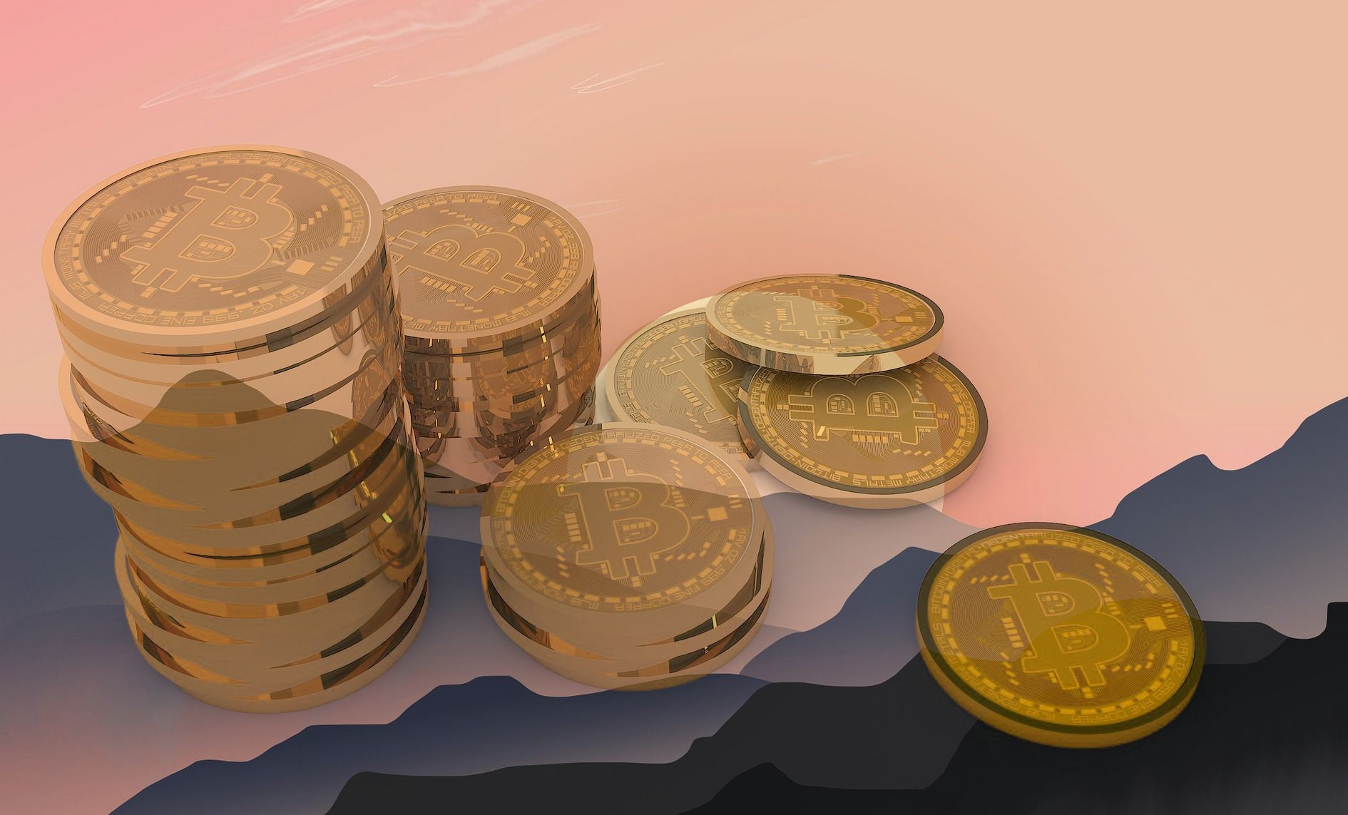 Landscape image blended with coins