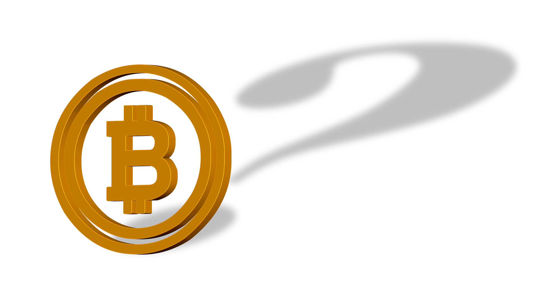 Bitcoin logo with question mark shadow