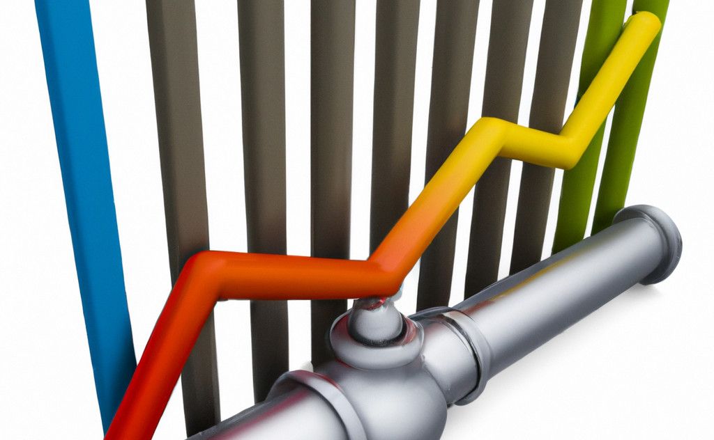 A gas pipe with 3D line and bar graphs