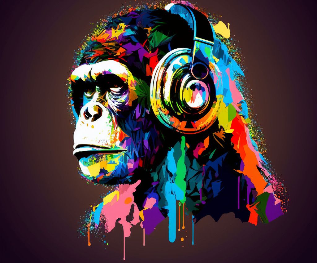 An ape wearing an headset