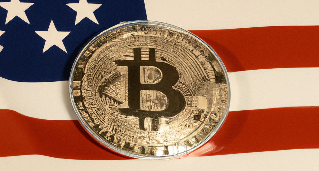 US flag with Bitcoin logo